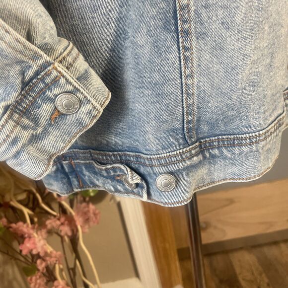 Zara Mens Denim Jacket Light Blue Trucket Jean Classic Casual Everyday Large - Picture 7 of 9